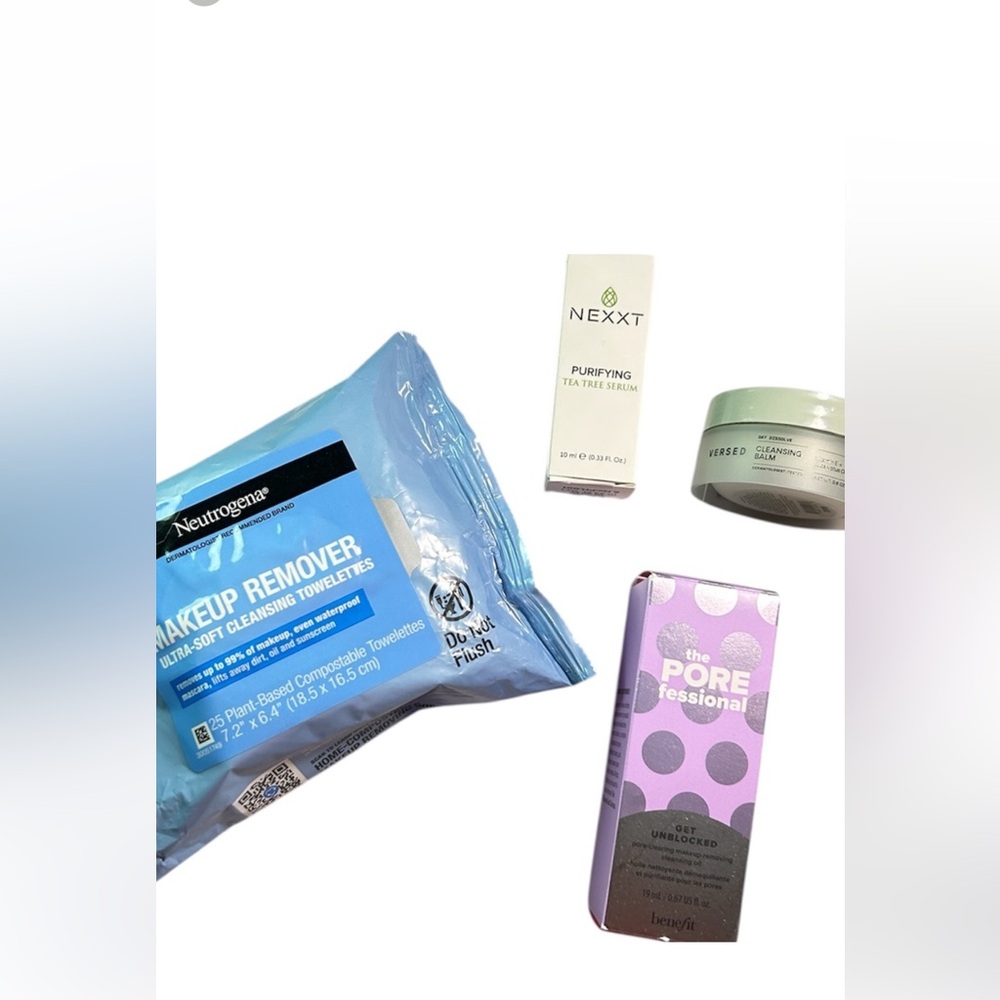 New! Clean Skincare Bundle -Neutrogena, Benefit, Versed Cleansers & Nexxt Serum